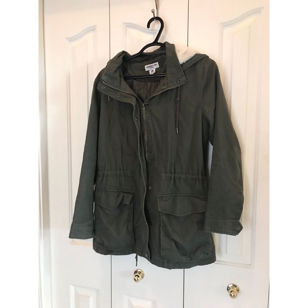 Olive Green Cinch Waist Coat